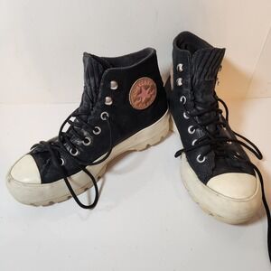 Converse Chuck Taylor All Star Lugged Leather Boots Black Womens 8-8.5 Mountain